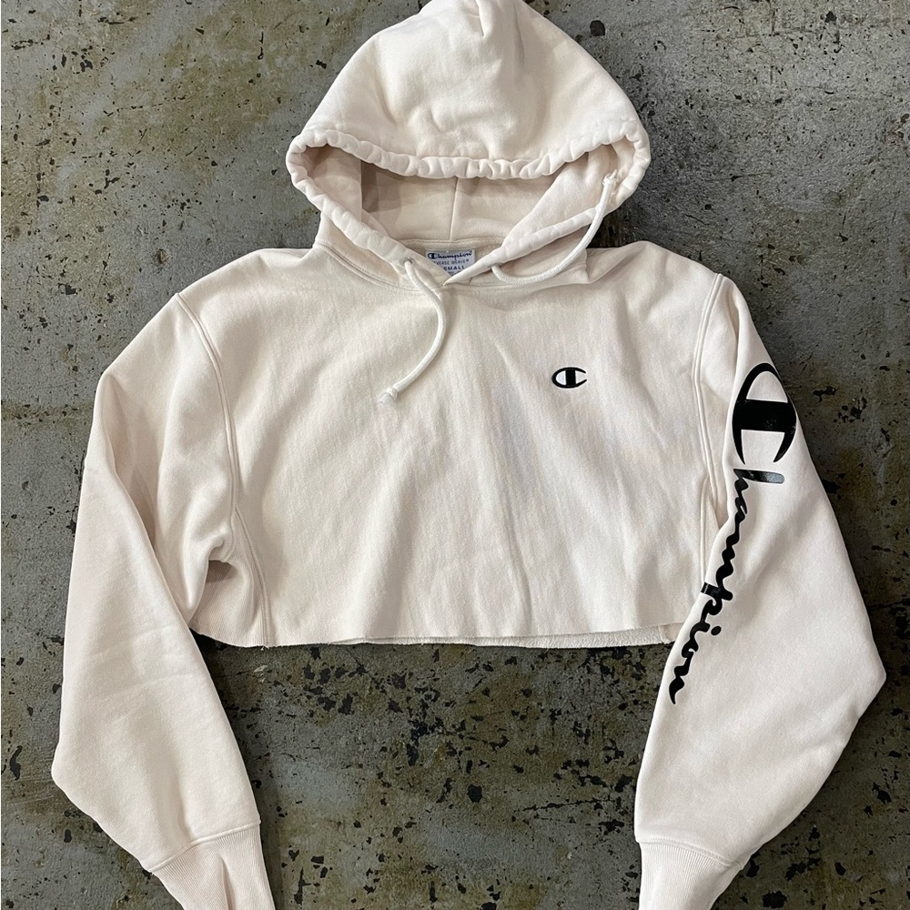 Champion Women's Reverse Weave Cropped Cut-Off Hooded Sweatshirt Size XS